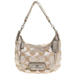 Coach Beige/Gold Canvas and Leather Kristin Hobo 