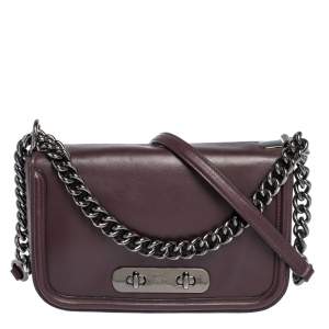 Coach Dark Burgundy Leather Swagger Shoulder Bag