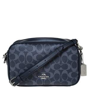 Coach Grey Coated Canvas and Leather Jes Double Zip Camera Crossbody Bag