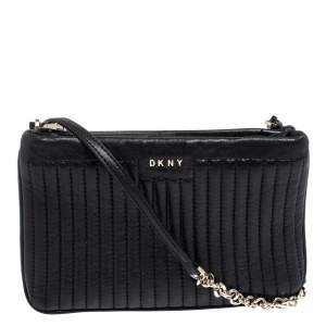 Dkny Black Leather Zip Crossbody Bag