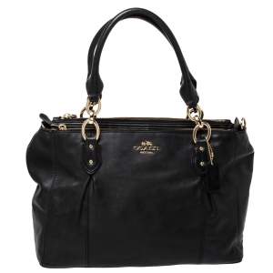 Coach Black Leather Double Zip Satchel