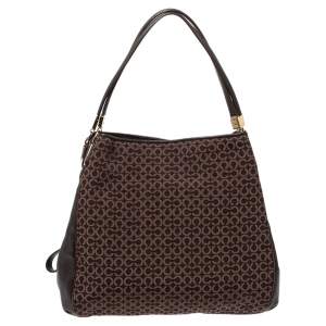 Coach Brown Canvas and Leather Edie Hobo