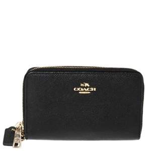 Coach Black Leather Double Zip Wallet