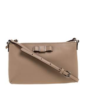 Coach Beige Leather Bow East West Crossbody Bag