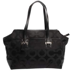 Coach Black Op Art Canvas and Leather Alexis Carryall Shoulder Bag