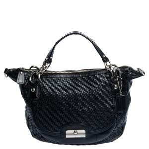 Coach Black Woven Leather Kristin Shoulder Bag