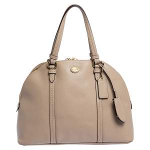 Coach Beige Leather Cora Dome Satchel