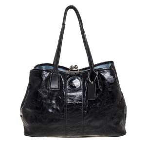 Coach Black Patent Leather Kisslock Satchel