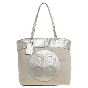 Coach Metallic Gold Canvas and Leather Tote