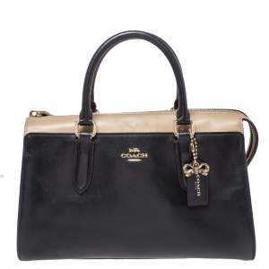 Coach Black/Beige Leather Bond Satchel