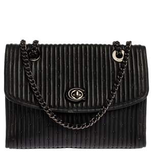 Pre Owned Coach Black Leather Parker Studded 18 Mauve Shoulder Bag