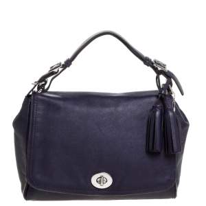 Pre Owned Coach Purple Leather Legacy Romy Top Handle Bag