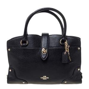 Pre Owned Coach Black Leather Mercer 24 Satchel