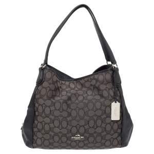 Pre Owned Coach Black Signature Canvas Edie 31 Shoulder Bag