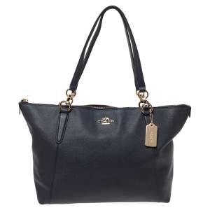 Pre Owned Coach Navy Blue Leather Ava Tote