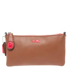 Pre Owned Coach Brown/Neon Leather Herald Crossbody Bag