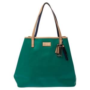 Pre Owned Coach Tri Color Leather Park Metro Tote