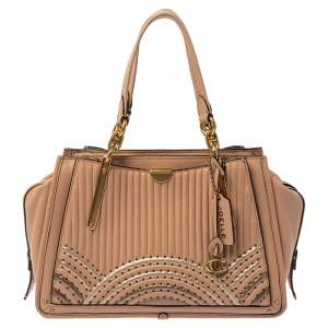 Pre Owned Coach Peach Leather Dreamer Satchel