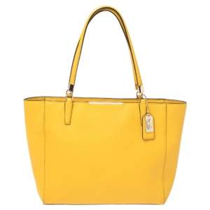 Pre Owned Coach Yellow Leather Park Metro Tote