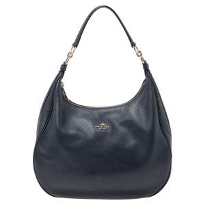 Pre Owned Coach Navy Blue Grained Leather Harley Hobo