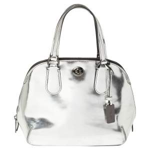 Coach Metallic Silver Patent Leather Satchel