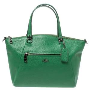Pre Owned Coach Green Pebbled Leather Prairie Satchel