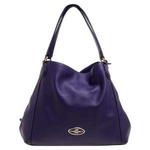 Pre Owned Coach Purple Leather Edie Shoulder Bag