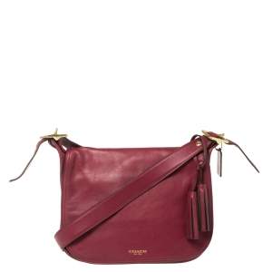 Pre Owned Coach Dark Pink Leather Patricia Legacy Shoulder Bag
