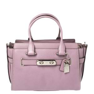 Pre Owned Coach Lilac Grained Leather Swagger 27 Carryall Satchel