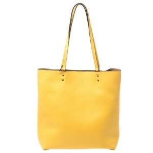 Pre Owned Coach Yellow Pebbled Leather Plaza Tote