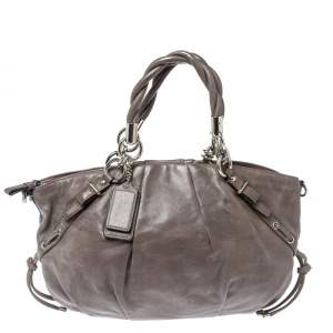 Coach Grey Pleated Leather Sophia Satchel