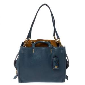 Pre Owned Coach Blue Leather Rogue Tote