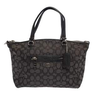 Coach Grey Signature Canvas and Leather Prairie Satchel