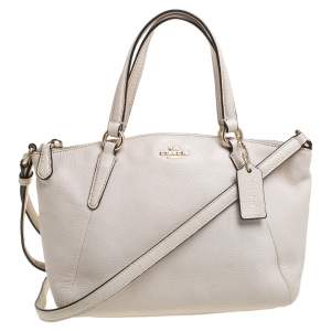 Pre Owned Coach Off White Leather Mini Kelsey Crossbody Bag