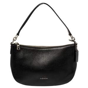 Pre Owned Coach Black Leather Chelsea Hobo