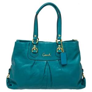 Pre Owned Coach Blue Leather Ashley Satchel