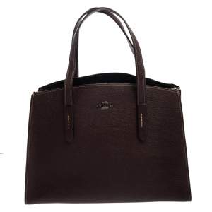 Pre Owned Coach Maroon Leather Charlie Carryall Bag