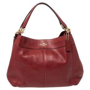 Pre Owned Coach Burnt Red Pebbled Leather Small Lexy Shoulder Bag