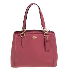 Pre Owned Coach Pink Leather Mini Christie Carryall Crossbody Bag
