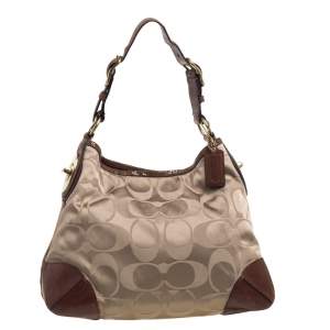 Pre Owned Coach Brown Monogram Canvas and Leather Peyton Hobo