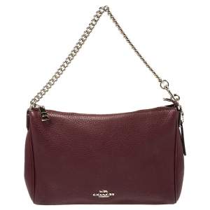 Pre Owned Coach Burgundy Leather Carrie Crossbody Bag