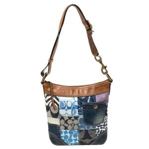 Pre Owned Coach Multicolor Fabric and Leather Patchwork Bucket Hobo