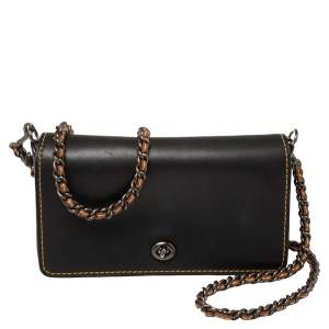 Pre Owned Coach Black Leather Dinky Crossbody Bag