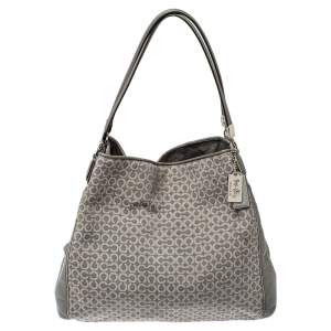 Coach Grey Signature Canvas and Leather Edie 31 Shoulder Bag