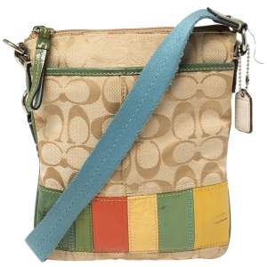 Coach Multicolor Canvas and Patent Leather Signature Messenger 