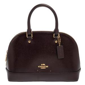 Pre Owned Coach Plum Patent and Leather Mini Sierra Satchel