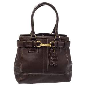 Coach Chocolate Brown Leather Hampton Tote 