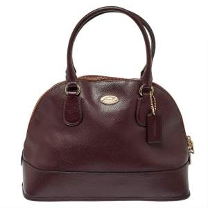 Coach Burgundy Leather Cora Dome Satchel