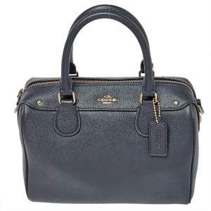 Pre Owned Coach Navy Blue Leather Mini Bennett Satchel