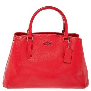Pre Owned Coach Red Grained Leather Margot Satchel